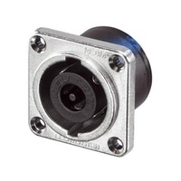 Neutrik NL8MPR 8 pole chassis connector, nickel metal square G-size flange, countersunk thru holes, 3/16" flat tabs