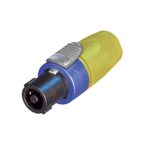 Neutrik NL4FX-4 4 pole cable connector, chuck type strain relief, yellow bushing