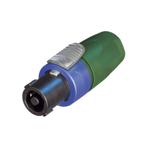 Neutrik NL4FX-5 4 pole cable connector, chuck type strain relief, green bushing